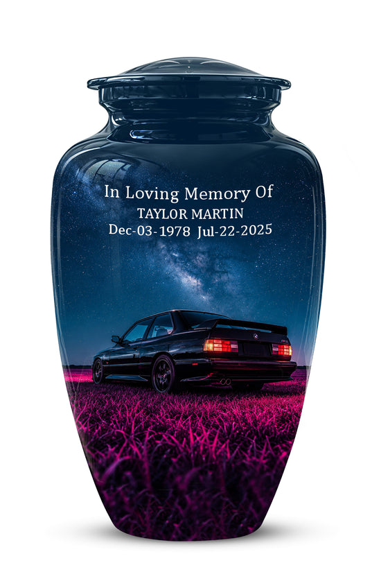 Neon Sports Car Memorial Urn - Custom Galaxy Night Urns For Car Lovers