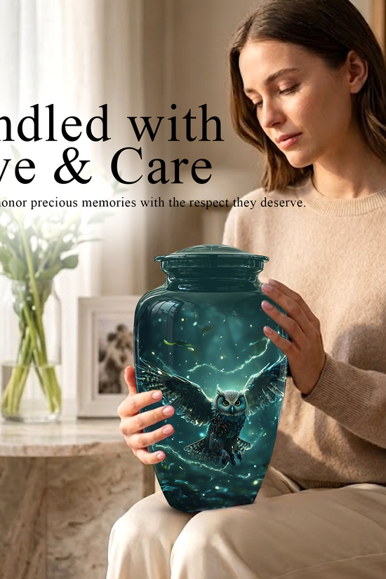 Flying Owl Cremation Urn - Night Owl Burial Urns For Human Ashes