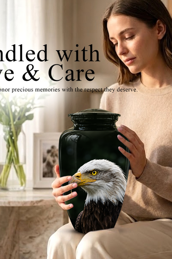 Patriotic Eagle Cremation Urn - Black Memorial Father Urns For Ashes