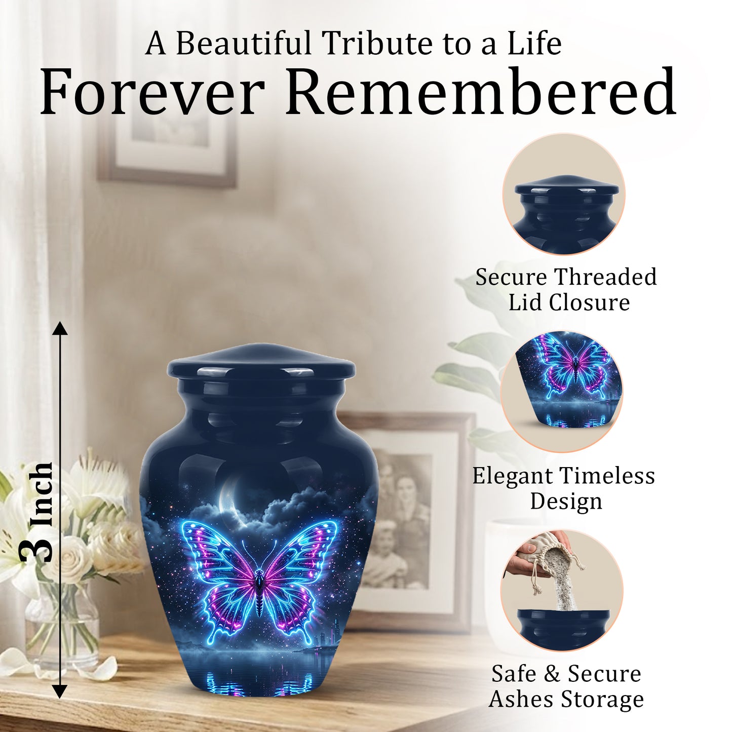 Colorful Flying Butterfly Urn - Moonlight Memorial Urns For Mom Ashes
