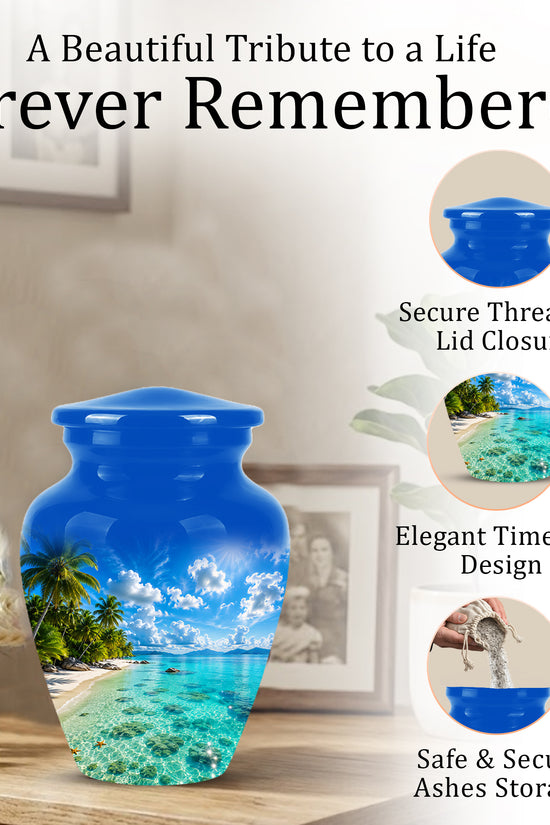 Beach Themed Memorial Urn - Beautifully Handcrafted Urns For Human Ash
