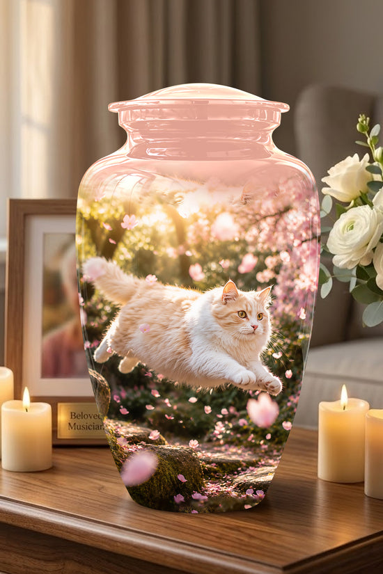 Fluffy Cat Pet Cremation Urn - Beautiful Pet Memorial Urns For Ashes