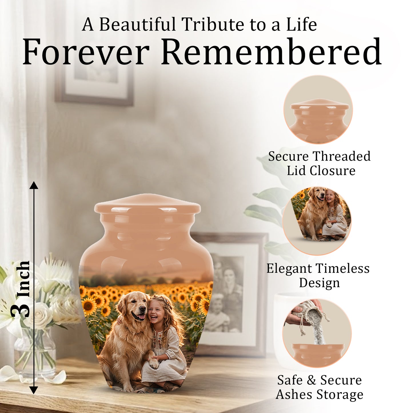 Golden Retriever With Girl - Beautifully Handcrafted Urns For Pet Ashes