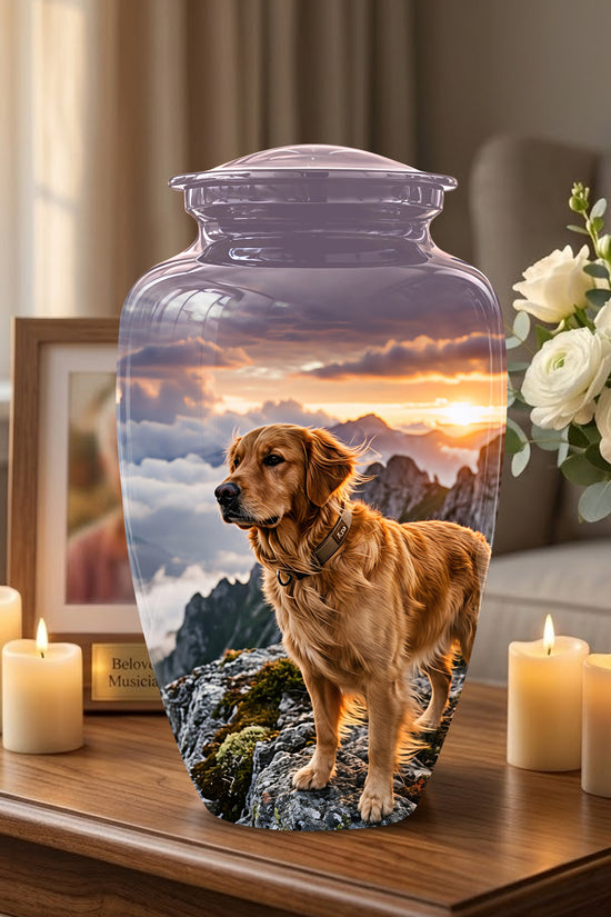 Golden Retriever Themed Urn - Handcrafted Custom Urn For Pet Dog Ashes