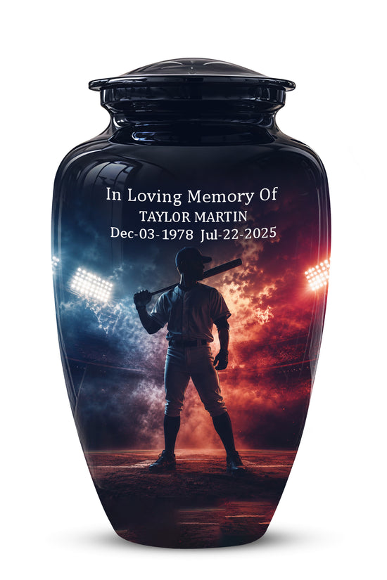 Personalized Baseball Player Cremation Urn - Handcrafted Memorial Urns For Ashes