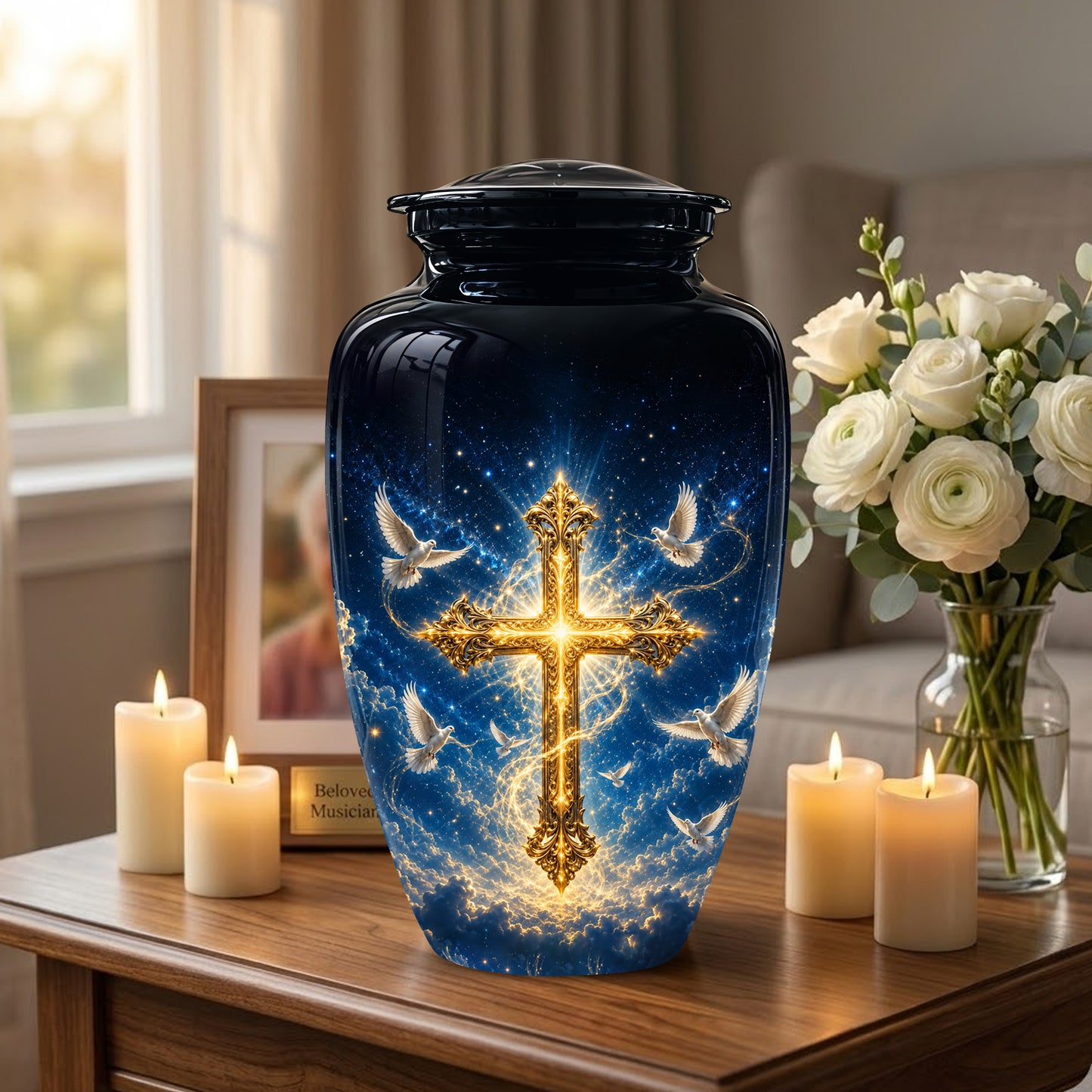 Golden Cross Cremation Urn – Celestial Urns For Men & Women Ashes