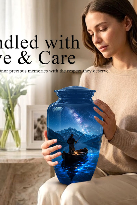 Fisherman Memorial Urn - Night Fishing Urns For Men & Women Ashes