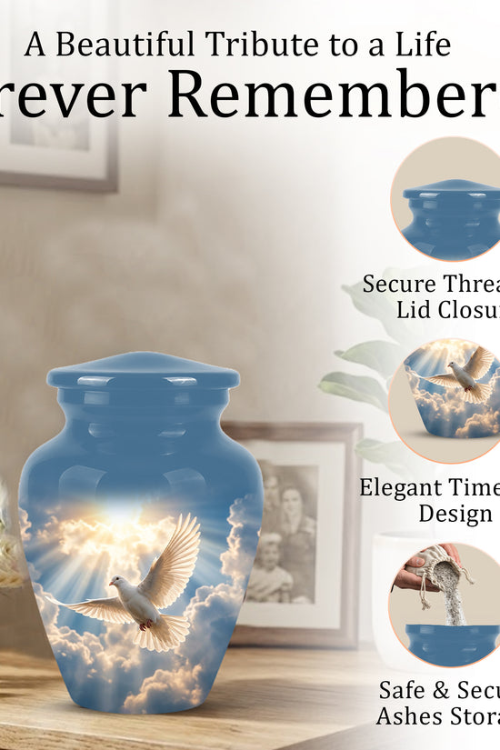 White Dove Bird Themed Urn - Custom Handcrafted Memorial Urns For Ashes