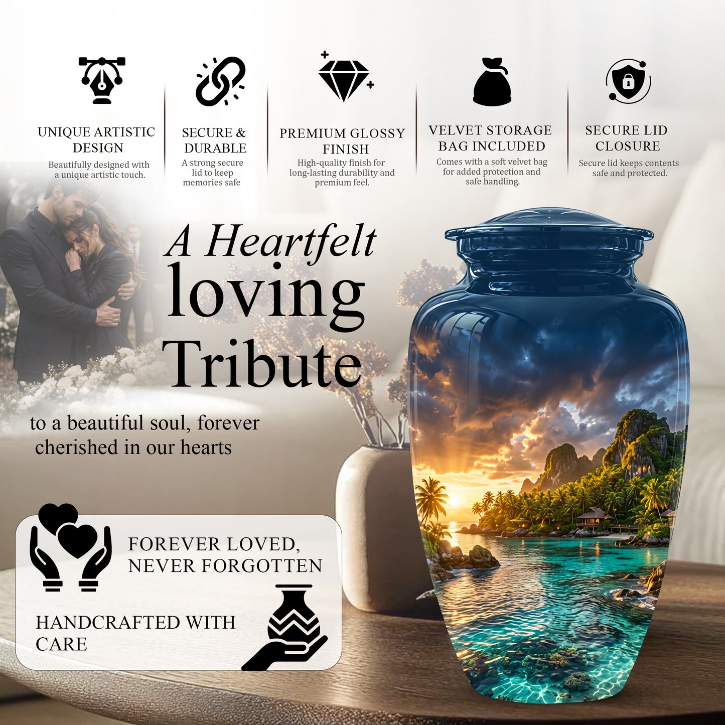 Beach Urns For Ashes - Sunset Scenic Memorial Urns For Nature Lovers
