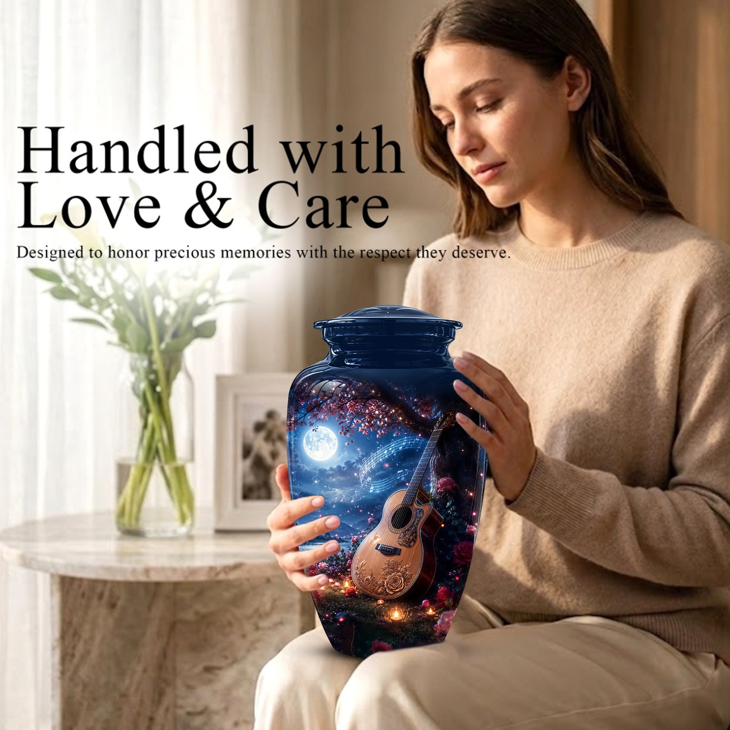Artistic Guitar Memorial Urn - Beautifully Handcrafted Urns For Humans