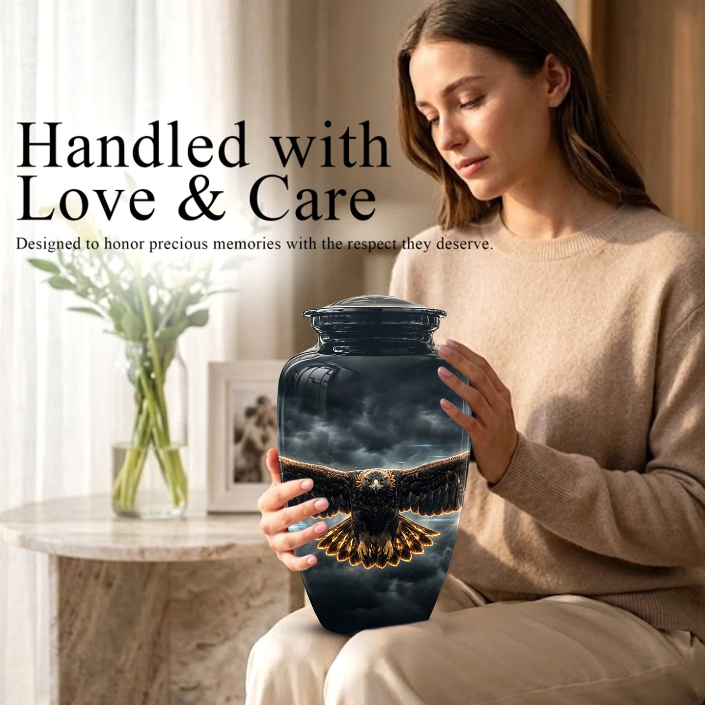 Flying Eagle Memorial Urn - Handcrafted Custom Urns For Human Ashes