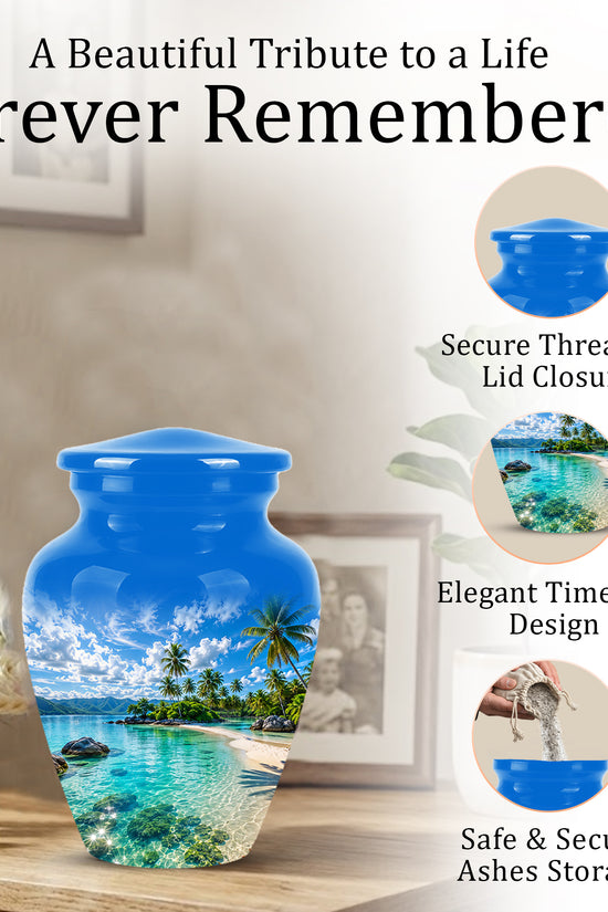 Beach Themed Burial Urn - Personalized Cremation Urns For Human Ashes