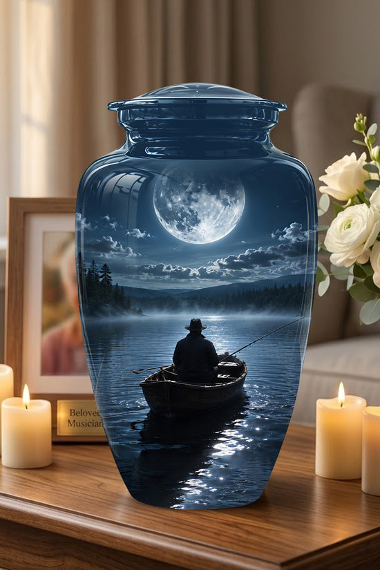 Fishing Memorial Urn - Affordable Night Fishing Themed Urns For Ashes