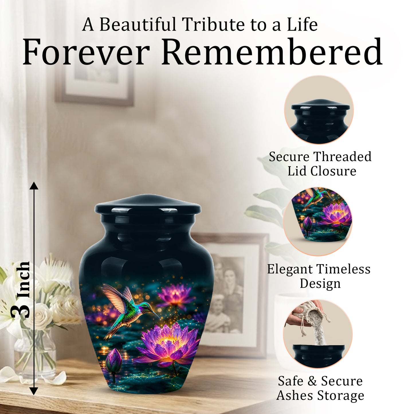 Beautiful Handcrafted Hummingbird Urn - Custom Memorial Urns For Ashes