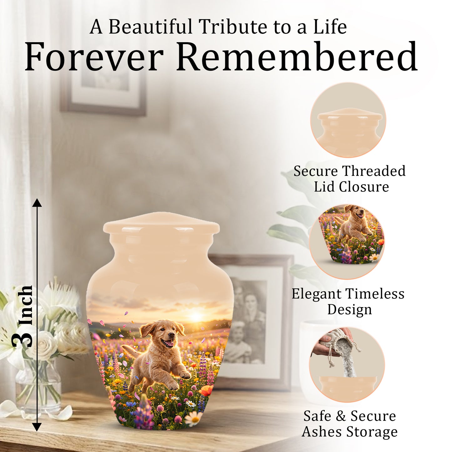 Playing Puppy Cremation Urn - Custom Memorial Urns For Pet Dog Ashes