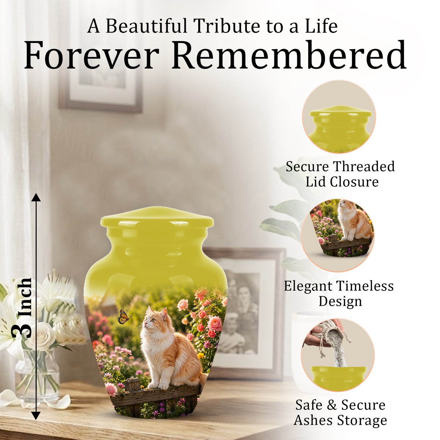 Orange Cat Cremation Urn - Beautiful Eternal Tribute Urn For Pet Ashes
