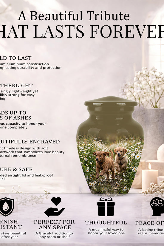 Playful Dog Puppy Urn - Personalized Memorial Urns For Pet Ashes