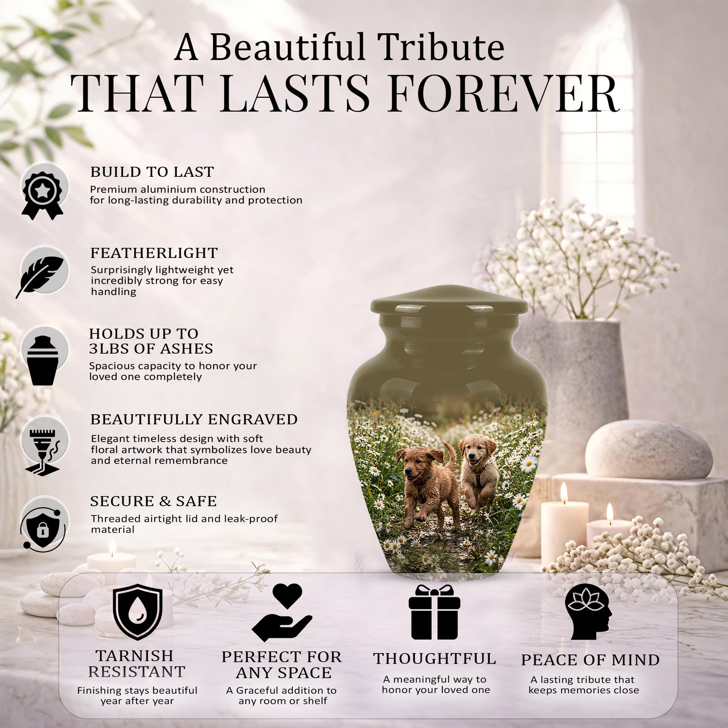 Playful Dog Puppy Urn - Personalized Memorial Urns For Pet Ashes