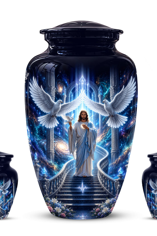 Jesus & White Dove Cremation Urn - Custom Spiritual Urns On Wholesale Price