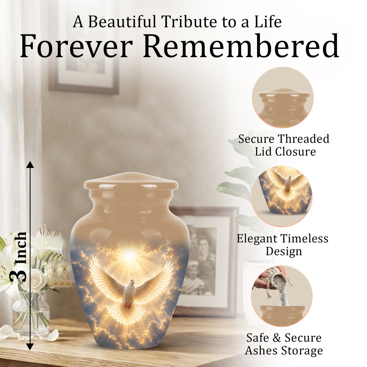 Flying Dove Cremation Urn - Custom Handcrafted Urn For Human Ashes