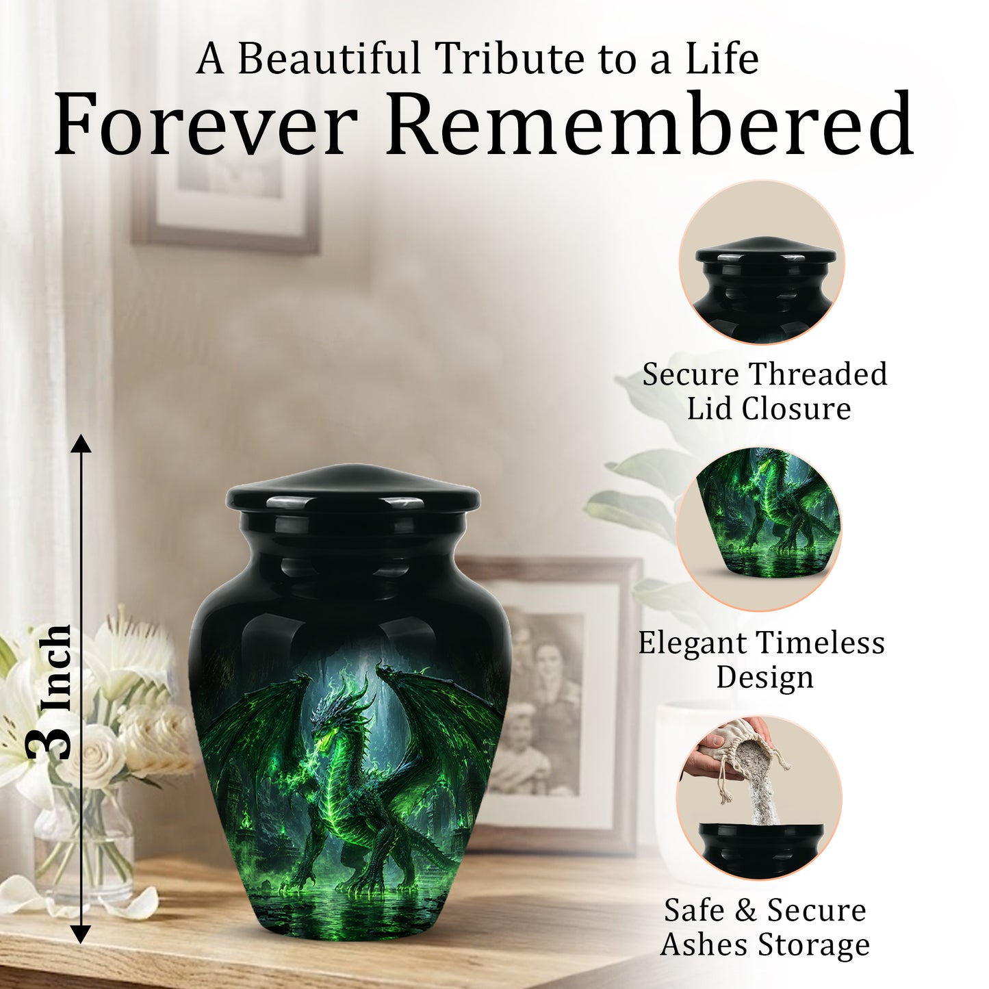 Dragon Themed Urn - Mythical Artistic Memorial Urns For Human Ashes