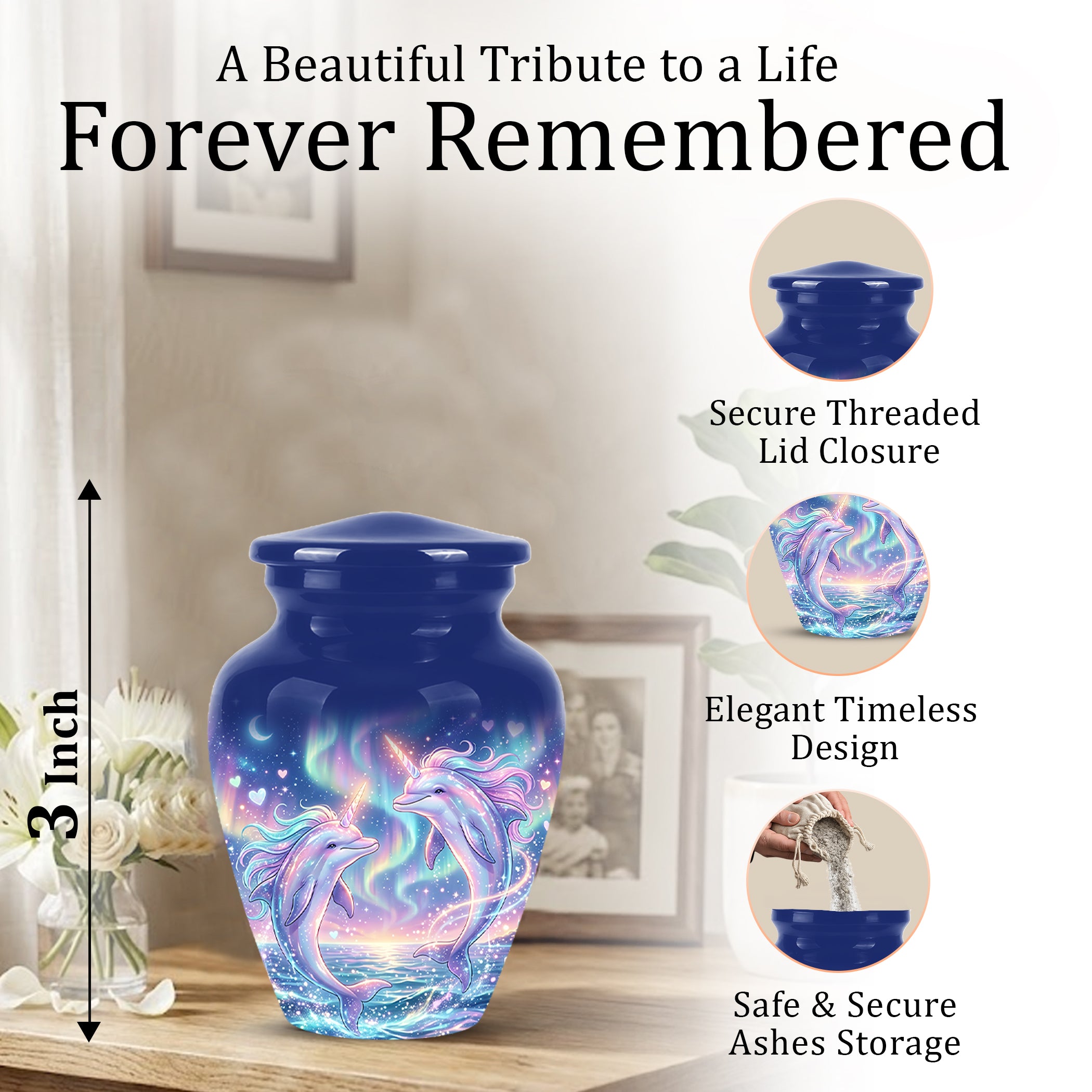 Baby Dolphin Cremation Urn - Personalized Artistic Urns For Human Ashes