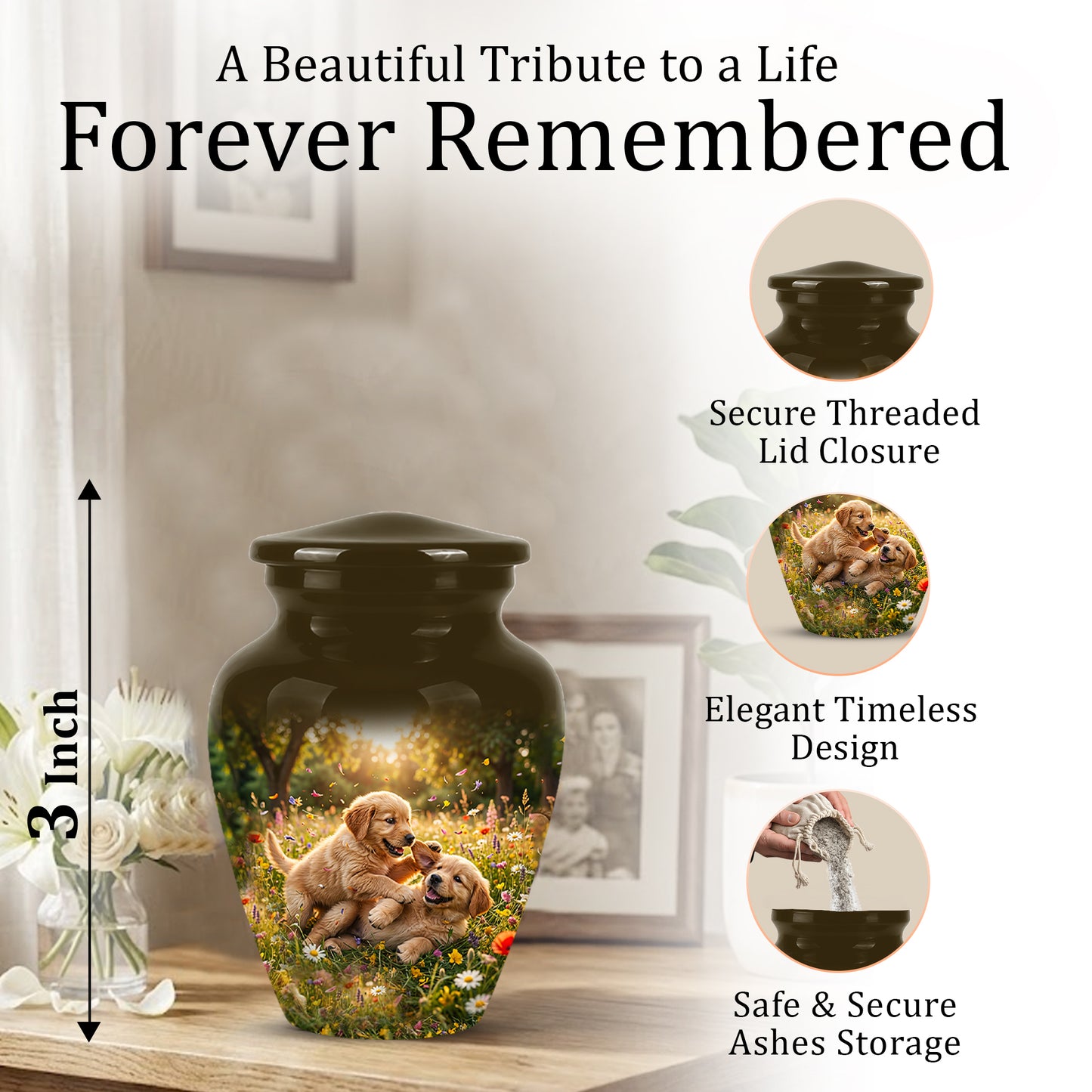 Cute Playing Puppies Memorial Urn - Custom Urns For Dog Friends Ashes