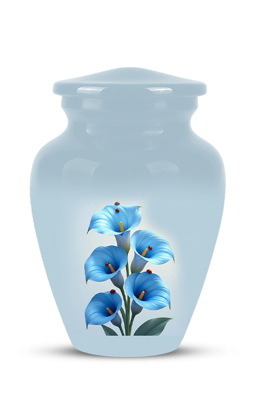 Personalized Blue Orchid Cremation Urn - Beautiful Urns For Women Ashes