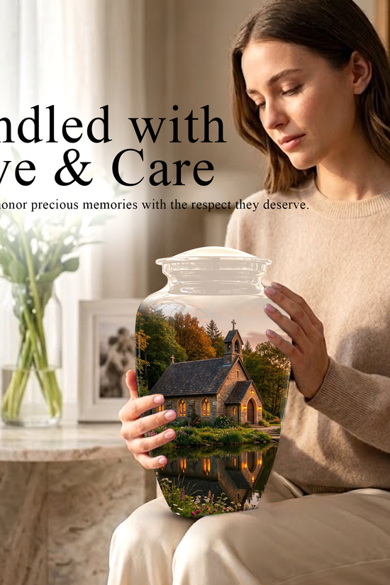 Christian Church Cross Burial Urn - Spiritual Burial Urns For Human Ashes