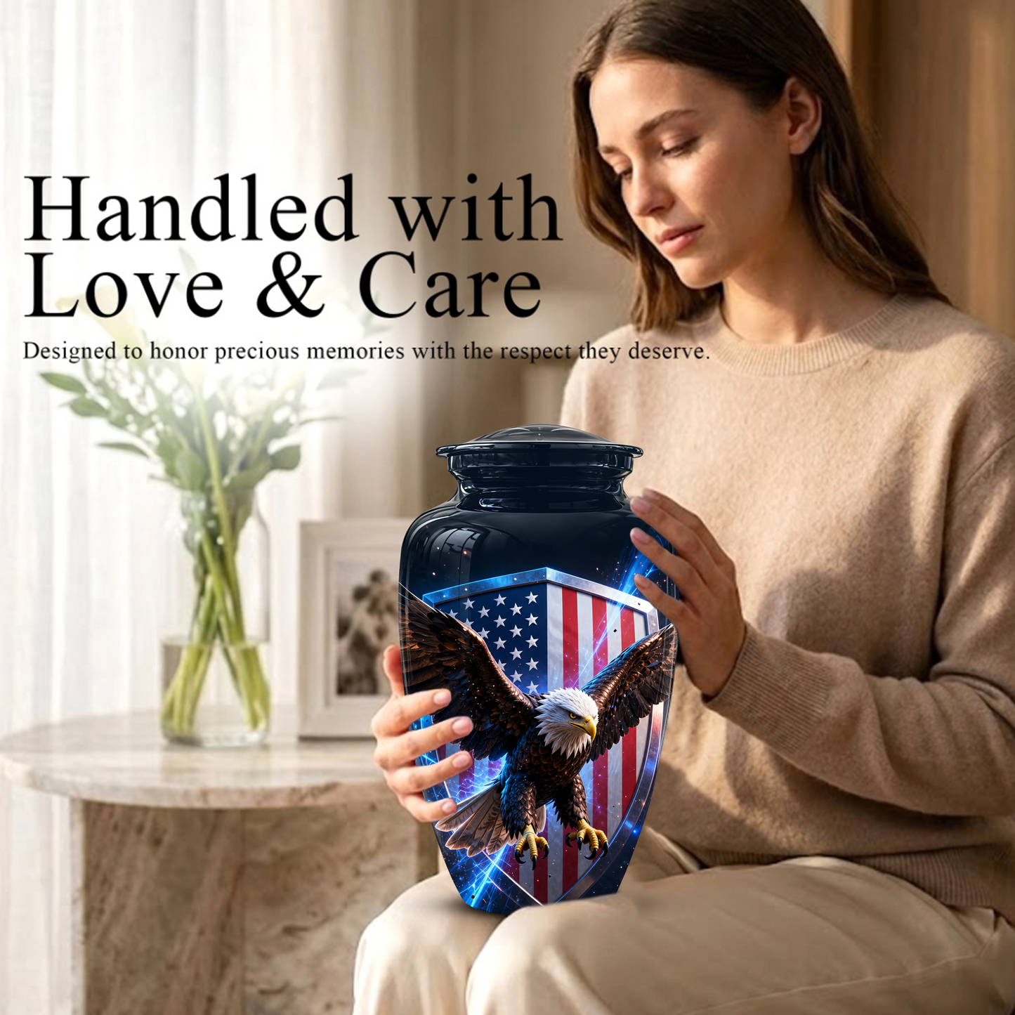 American Bald Eagle Memorial Urn - Personalized Funeral Urns For Ashes