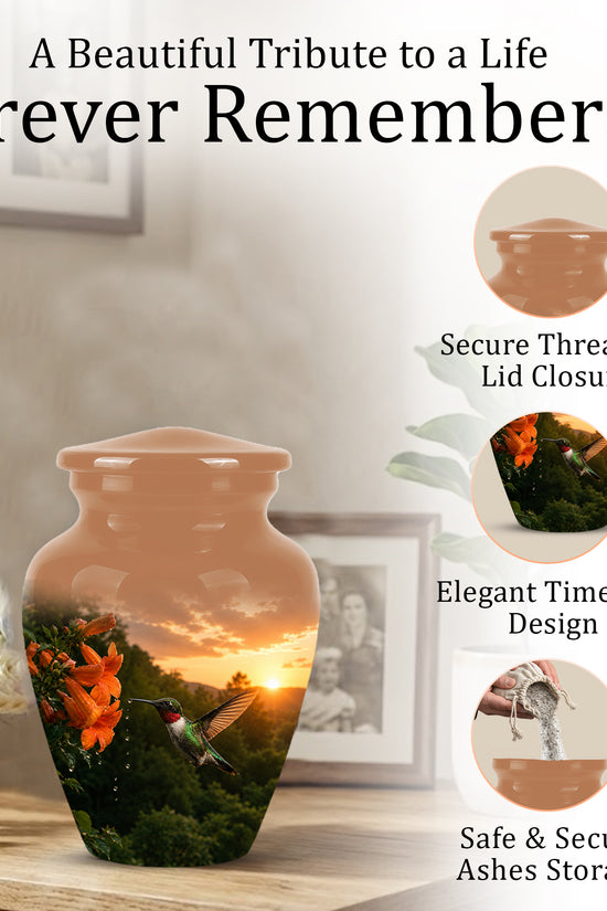 Hummingbird Memorial Urn - Custom Sunset Scenic Urns For Human Ashes