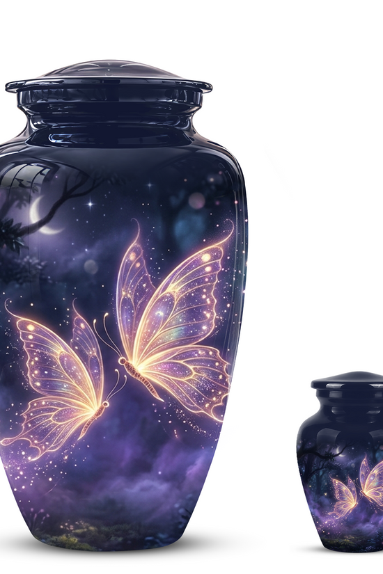 Purple Butterfly Cremation Urn - Beautiful Urns for Women Ashes