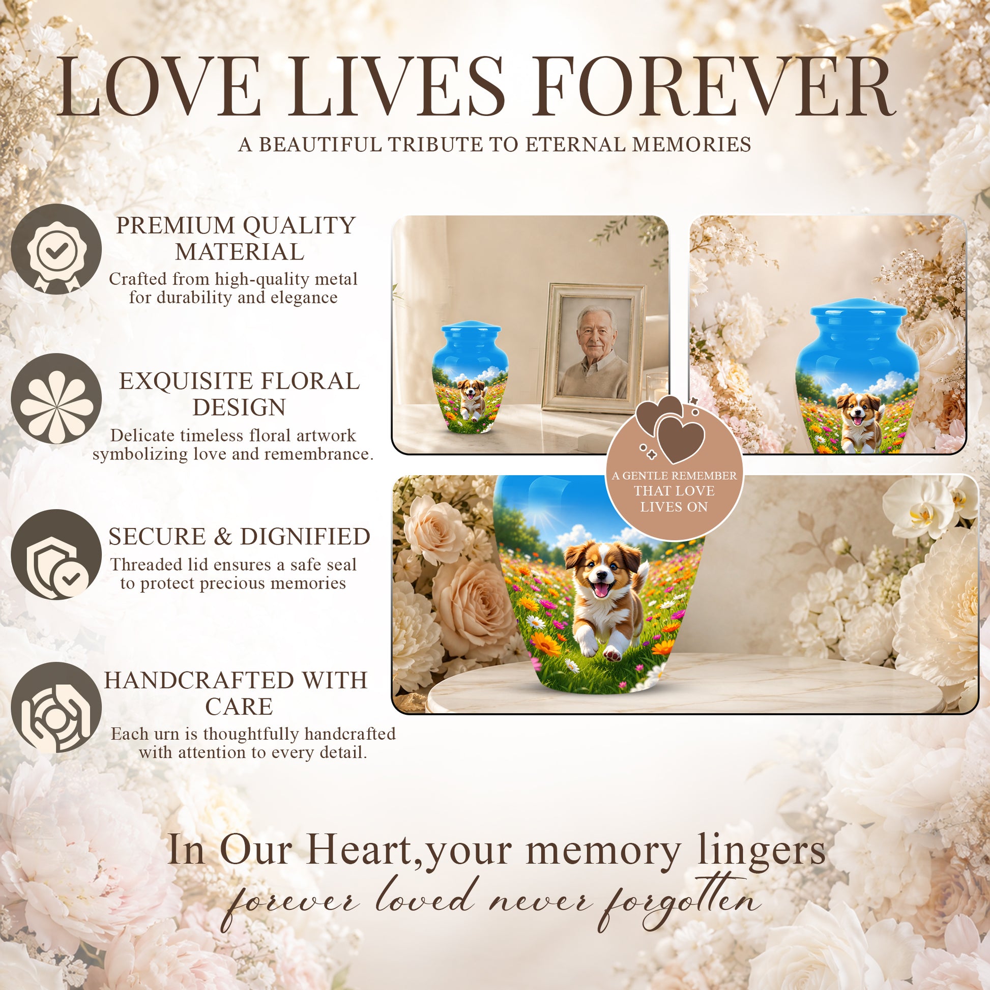 Personalized Dog Cremation Urn - Handcrafted Memorial Urns For Pet Ashes