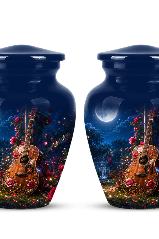 Starry Guitar Memorial Urn - Artistic Funeral Urns For Musicians Ashes