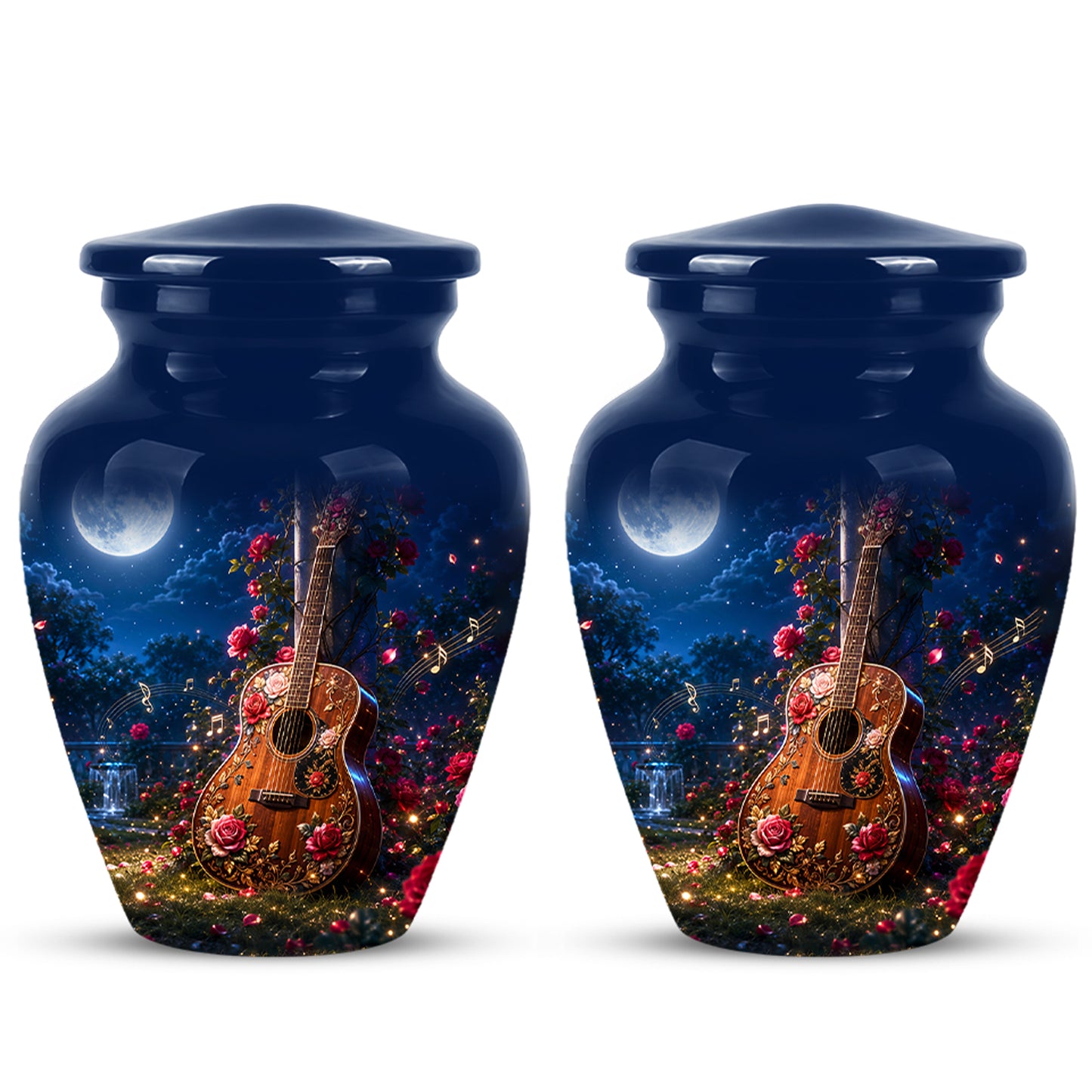 Starry Guitar Memorial Urn - Artistic Funeral Urns For Musicians Ashes
