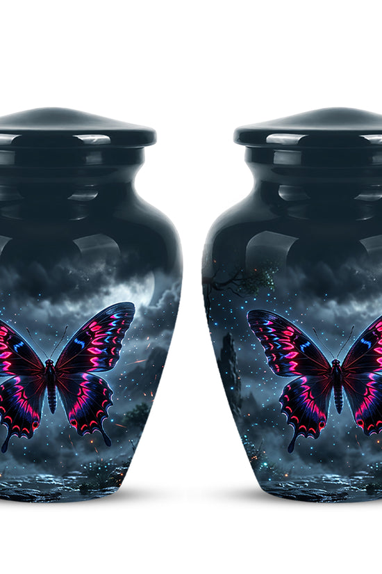 Colorful Butterfly Cremation Urn - Personalized Black Memorial Urns