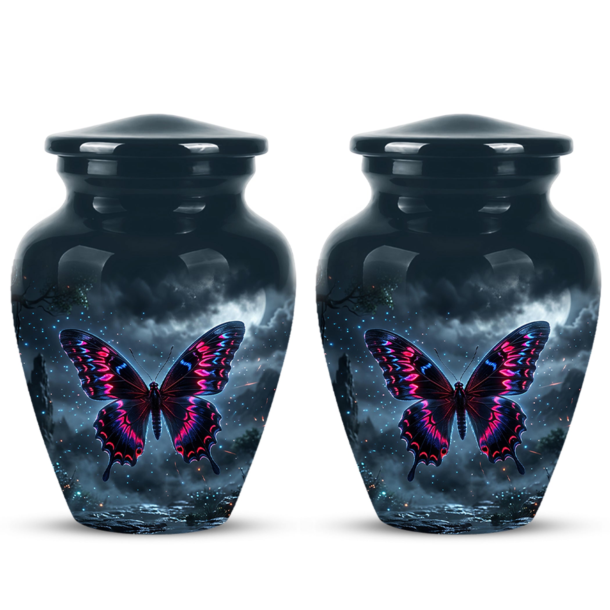 Colorful Butterfly Cremation Urn - Personalized Black Memorial Urns