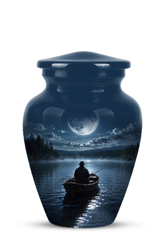 Fishing Memorial Urn - Affordable Night Fishing Themed Urns For Ashes