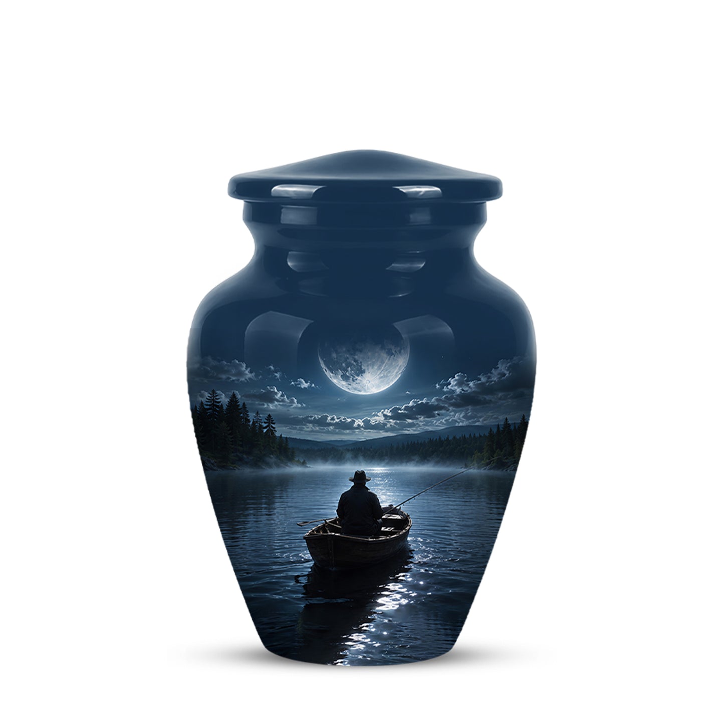 Fishing Memorial Urn - Affordable Night Fishing Themed Urns For Ashes