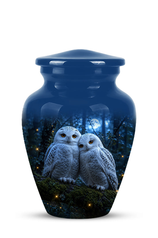 Snowy Owl Cremation Urn - Majestic Blue Memorial Urns For Human Ashes