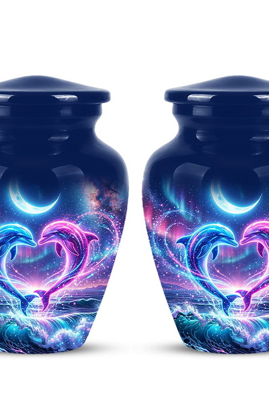 Heart Dolphin Cremation Urn for Ashes – Celestial Moon Memorial Urns