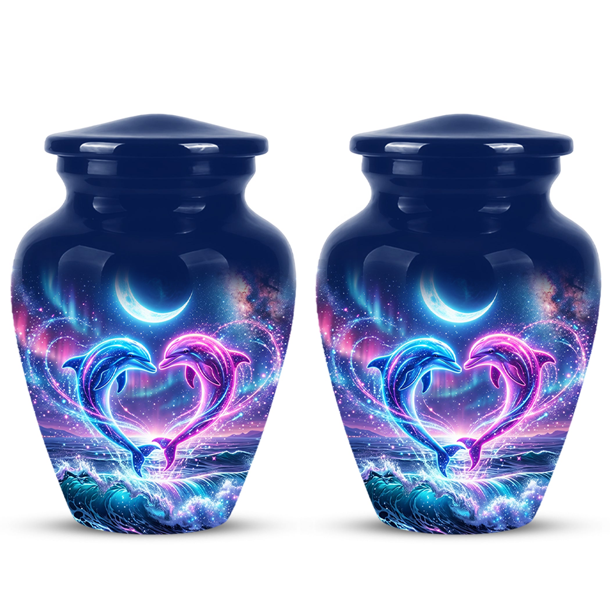 Heart Dolphin Cremation Urn for Ashes – Celestial Moon Memorial Urns