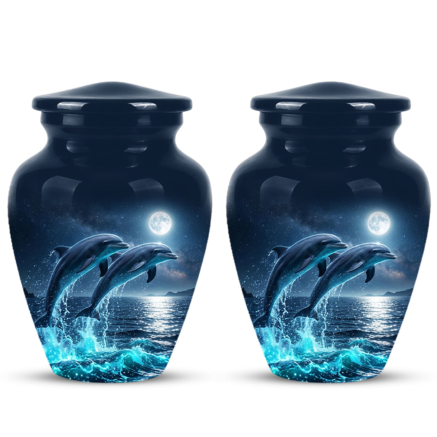 Beautiful Playful Dolphin Cremation Urn - Custom Moonlight Urns For Women