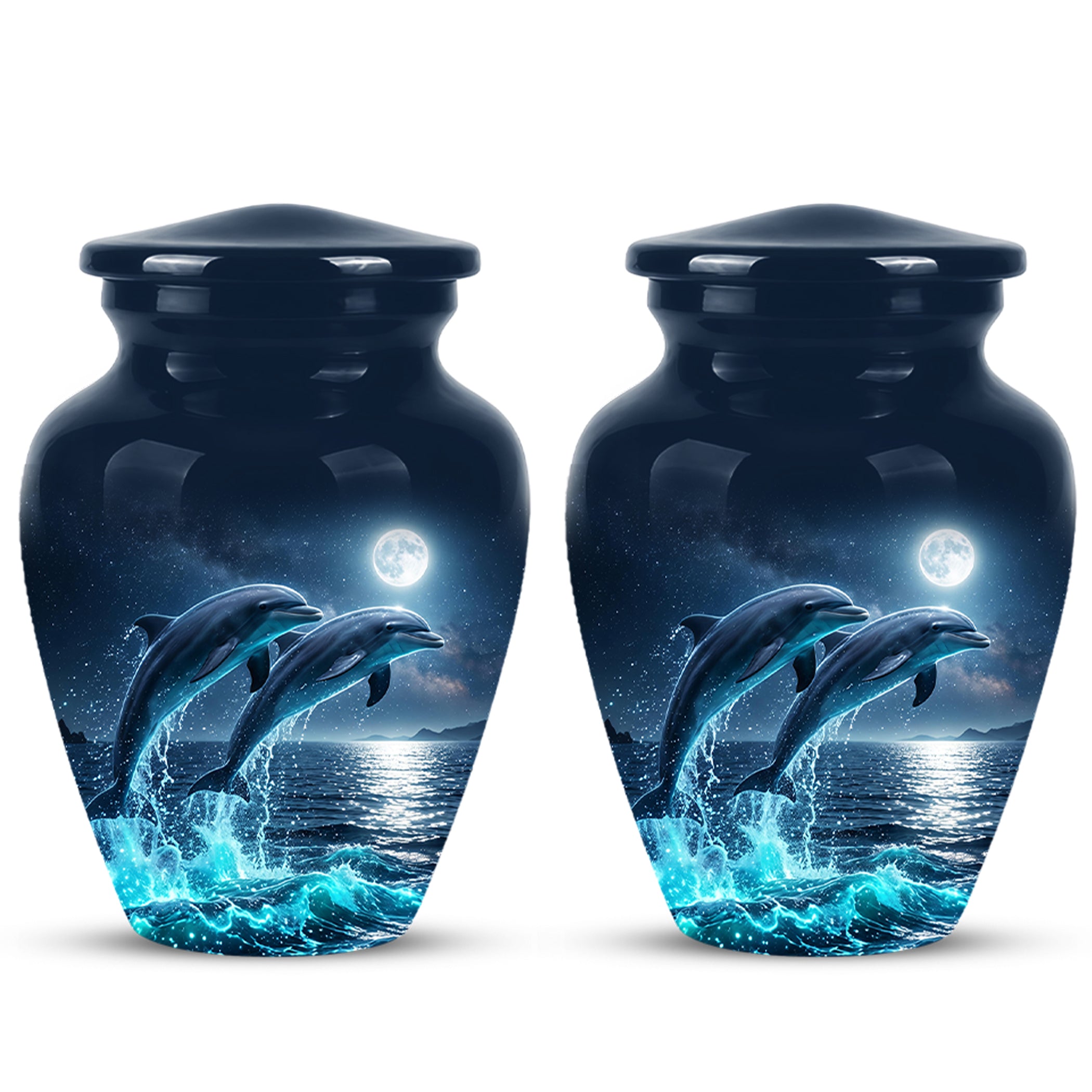 Beautiful Playful Dolphin Cremation Urn - Custom Moonlight Urns For Women
