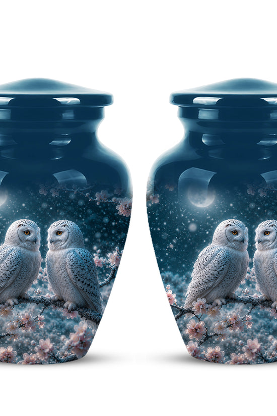 Snowy Owl Couple Memorial Urn - Majestic Couple Urns For Loved Ones