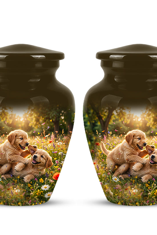 Cute Playing Puppies Memorial Urn - Custom Urns For Dog Friends Ashes