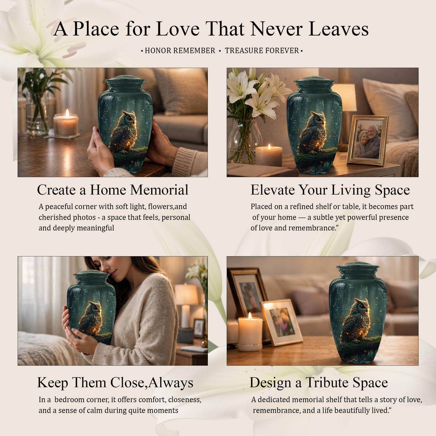 Mystical Owl Cremation Urn - Green Burial Urns For Human Ashes