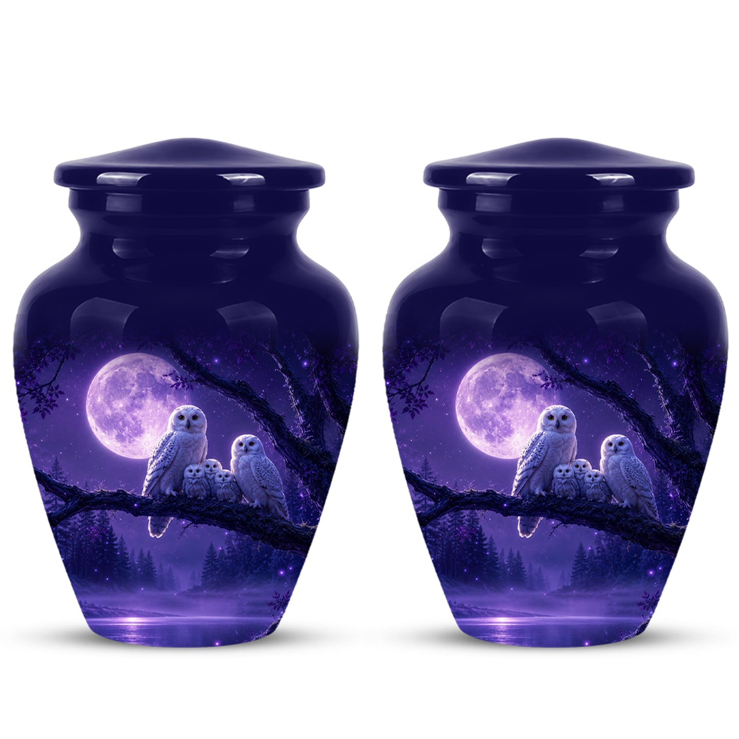 Purple Owl Cremation Urn - Handcrafted Memorial Urn For Adults Ashes