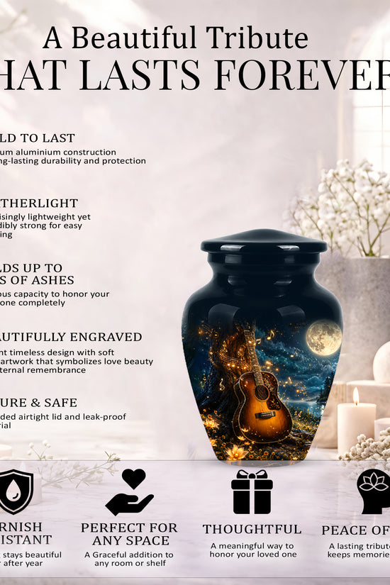 Artistic Guitar Cremation Urn - Starry Night Keep Urn For Music Lovers