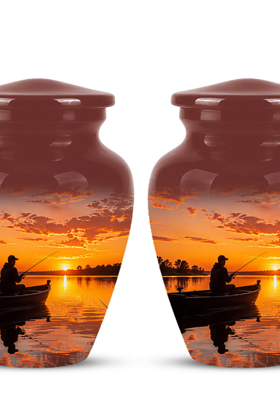 Fishing Sunset Cremation Urn - Beautiful Custom Urns For Dad On Sale